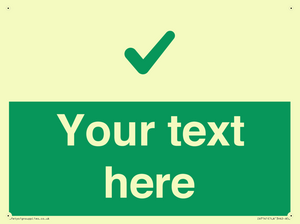 Custom green background, green tick sign